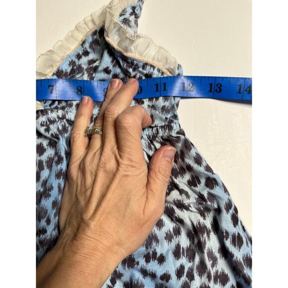 Victoria's Secret Blue Leopard Cotton Babydoll Nightie Slip Dress S Small - Picture 8 of 9